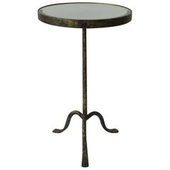 Gold Gilt Round Gueridon Side Table with Mirror Glass Top