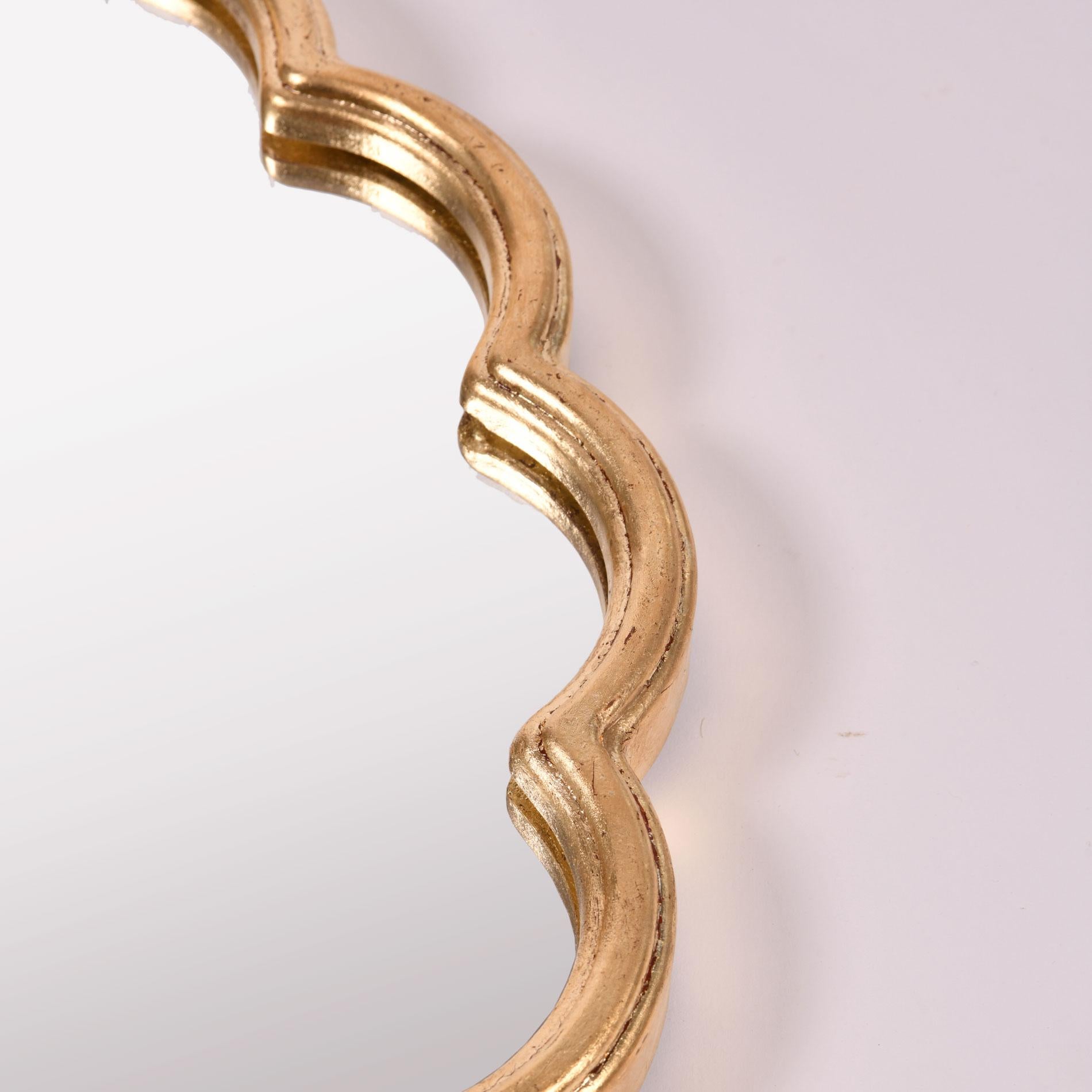 Contemporary Gold Leaf Scalloped Circular 'Monaco' Mirror For Sale