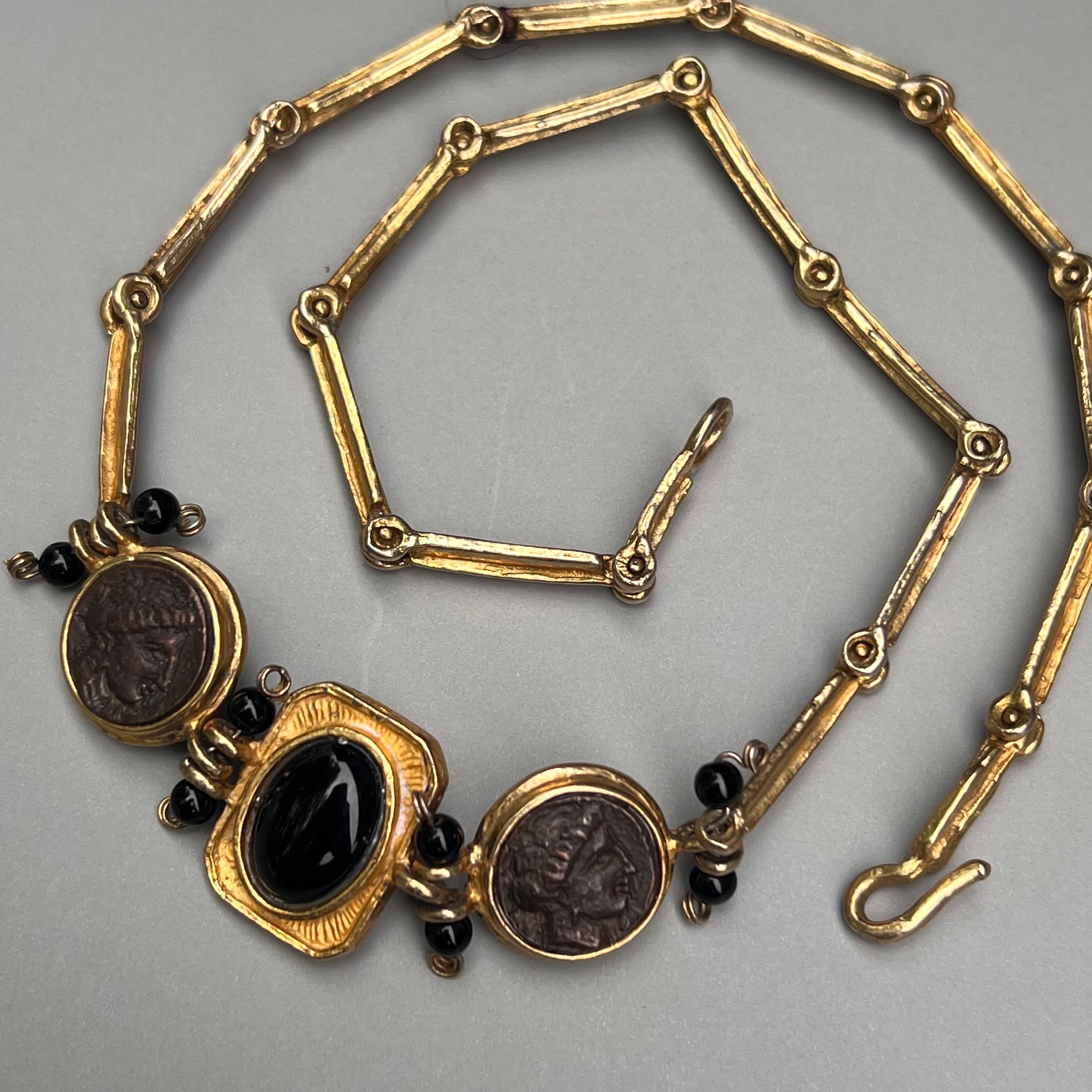Artisan Gold Gilt sterling silver Coin Necklace Designer Jewelry