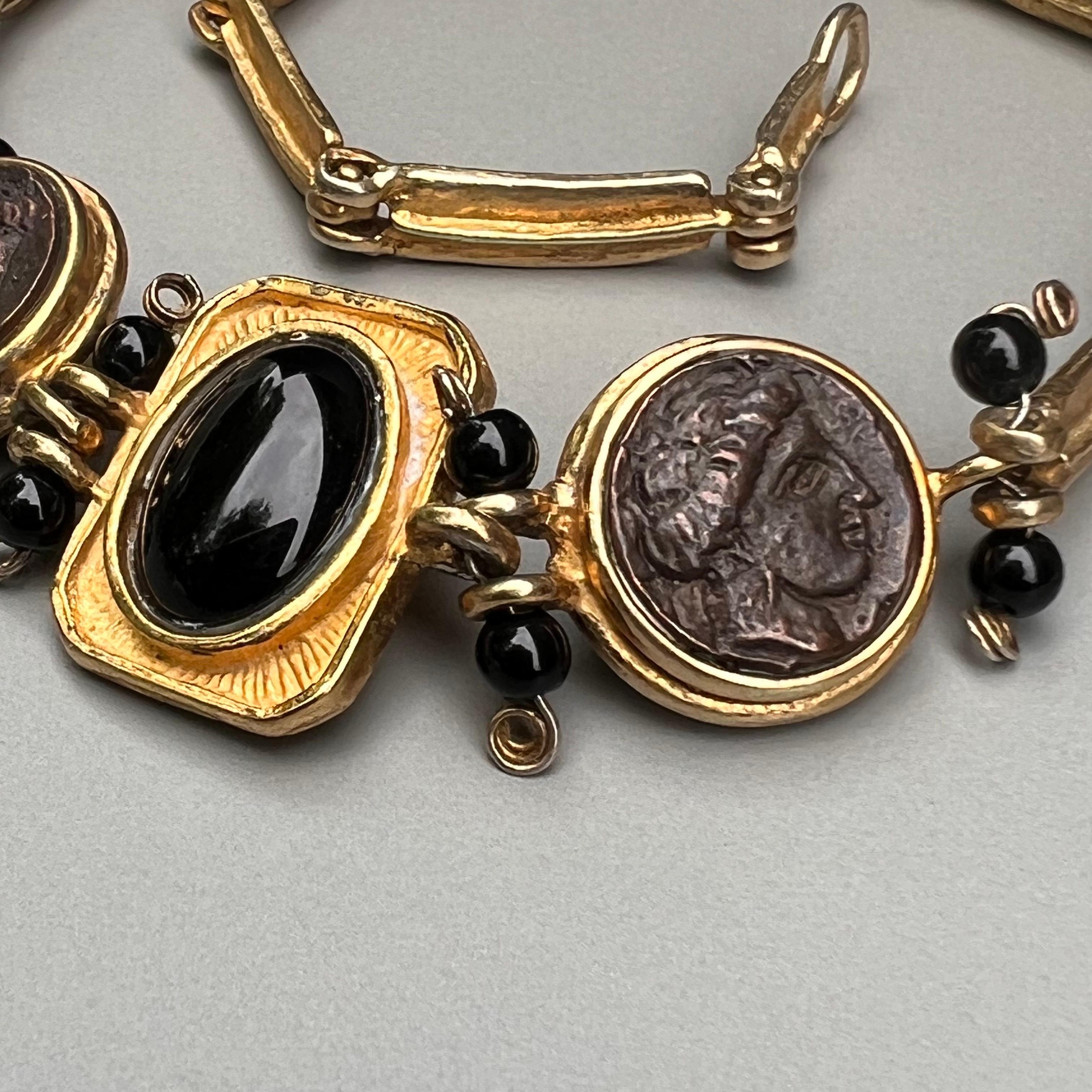Gold vergoldete Sterlingsilber Münze-Halskette Designer-Schmuck im Angebot 1
