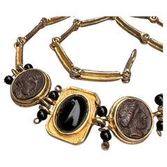 Vintage Gold Gilt sterling silver Coin Necklace Designer Jewelry