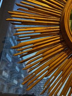 Gold Gilt Wood Frame Sunburst Mirror, Spain, 1920s