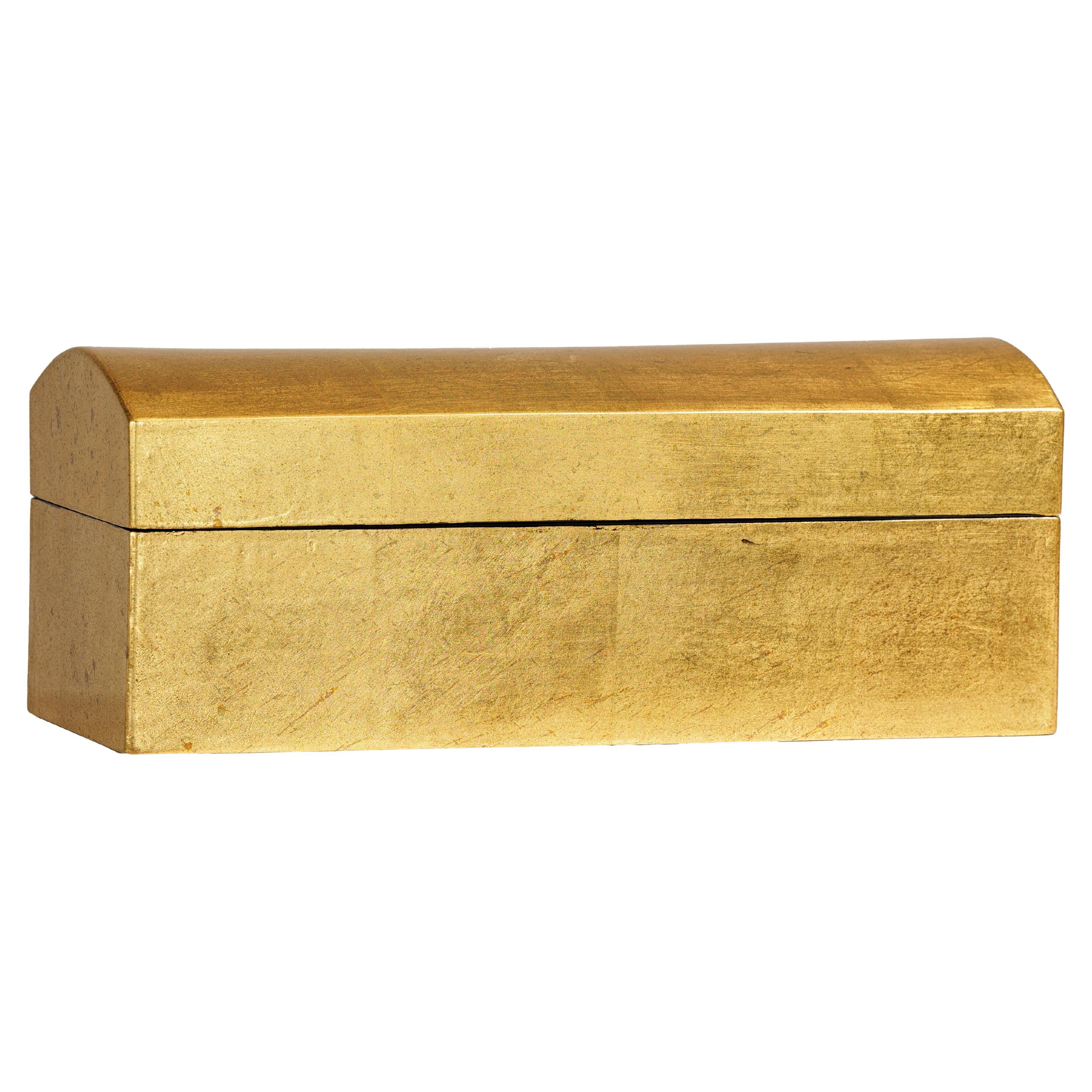 Gold Gilt Wooden Decorative Treasure Box with Gently Arched Lid
