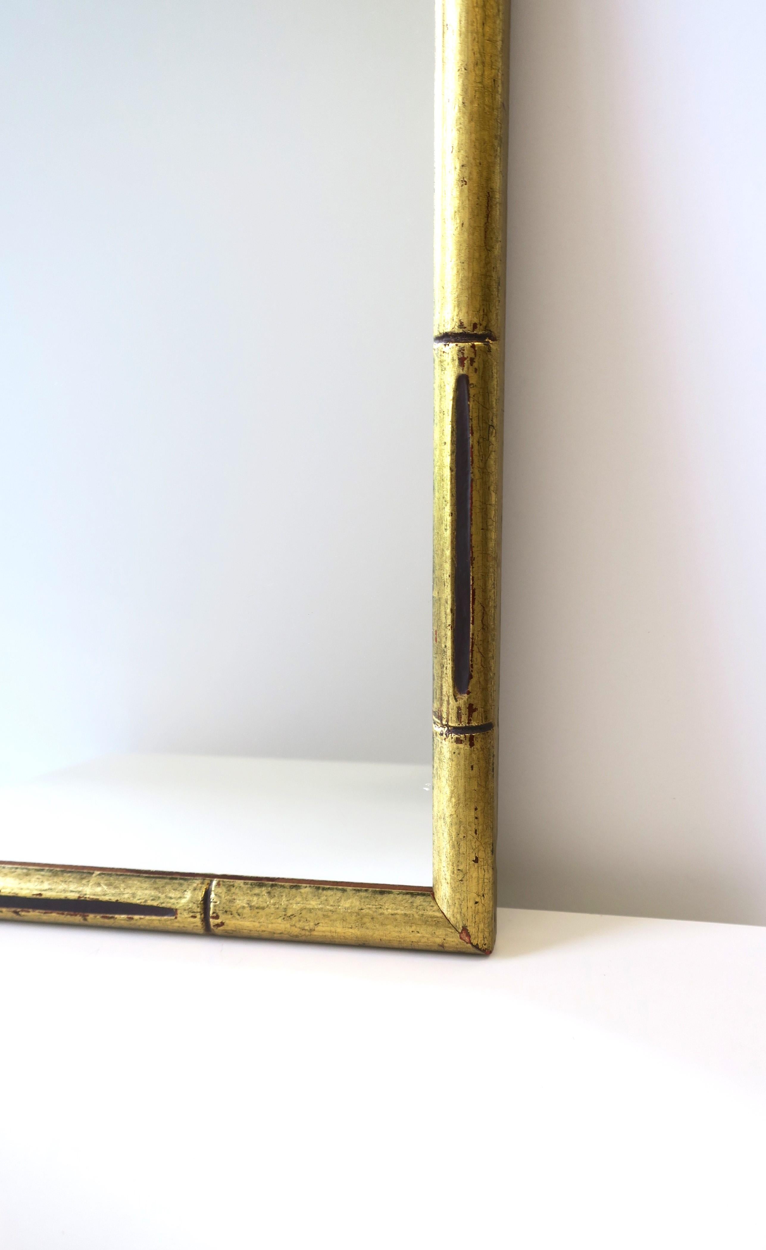 20th Century Gold Giltwood Faux Bamboo Framed Wall or Vanity Mirror in the Chinoiserie Style For Sale