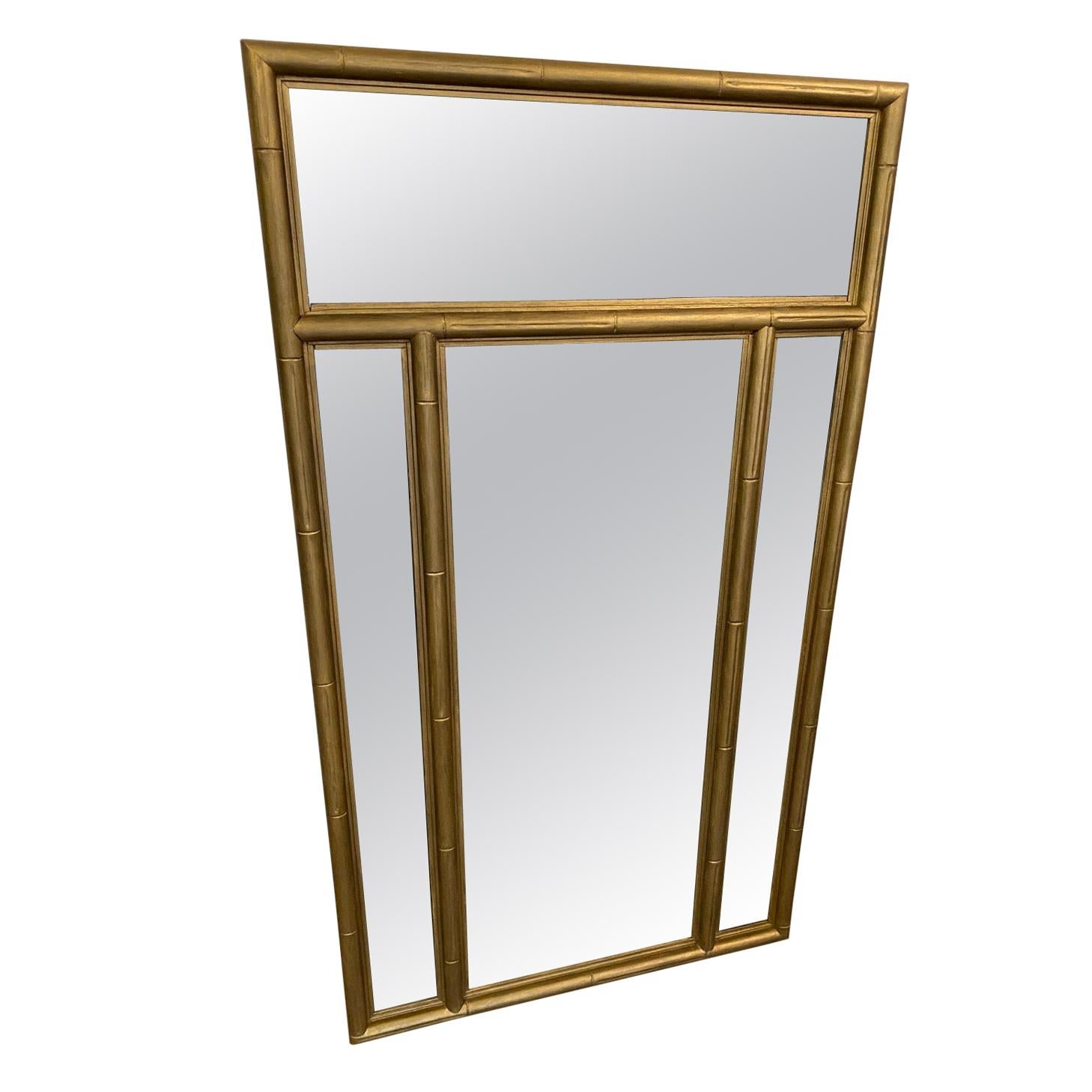 Gold Giltwood Faux Bamboo Mirror