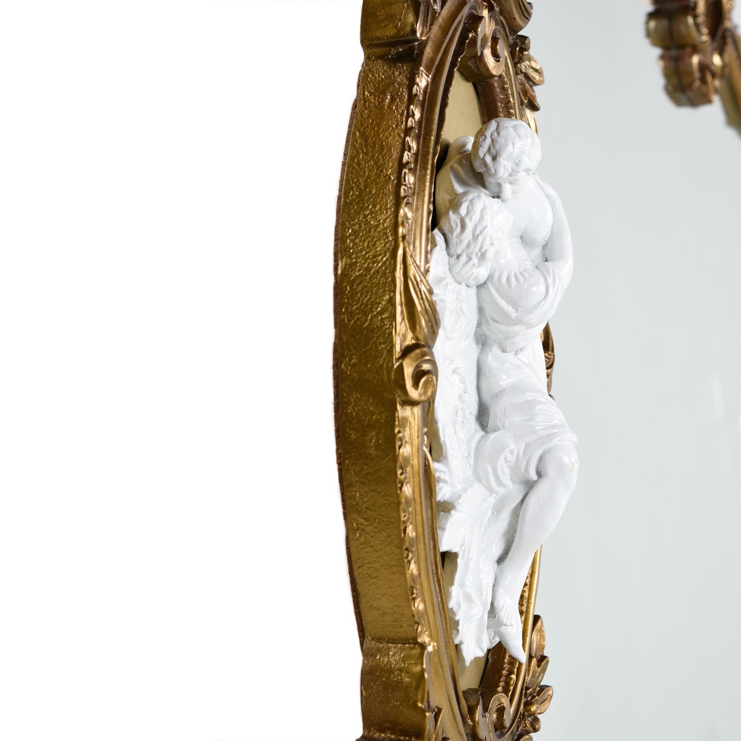 Gold Giltwood Hollywood Regency Faux Ebony Baroque Mirror (Nordamerikanisch)