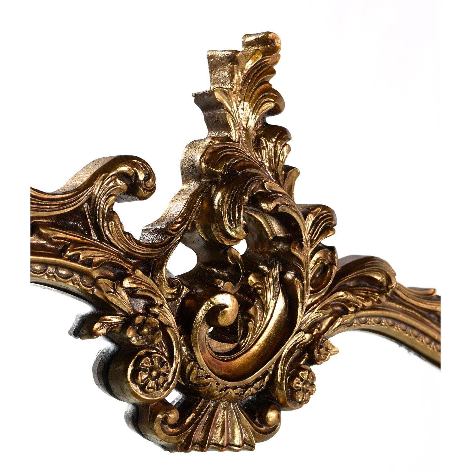 Gold Giltwood Hollywood Regency Faux Ebony Baroque Mirror (Mitte des 20. Jahrhunderts)