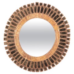 The Gold Miroir solaire en verre et résine à la manière de Line Vautrin