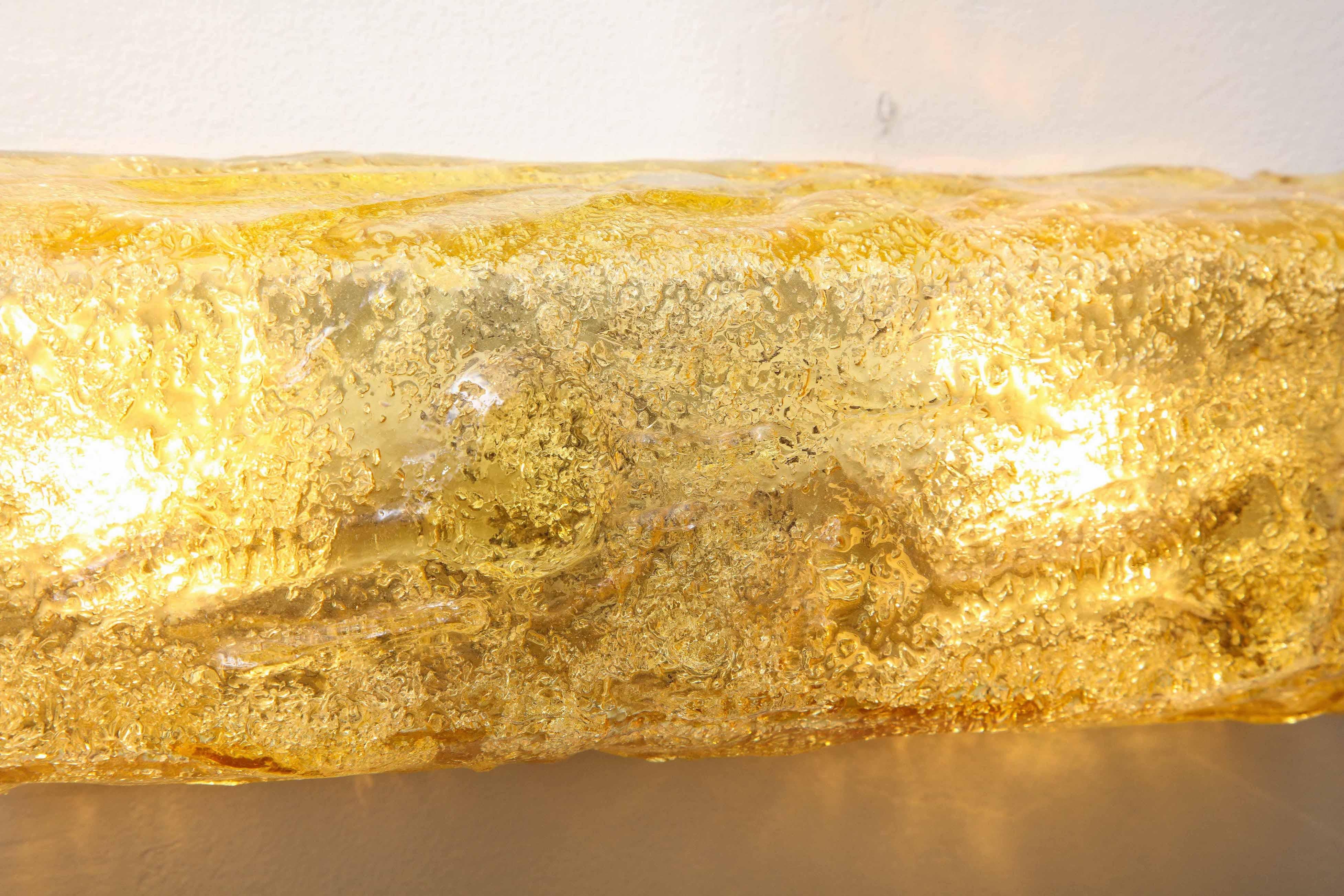 Vintage Gold Glass Wall Light For Sale 3