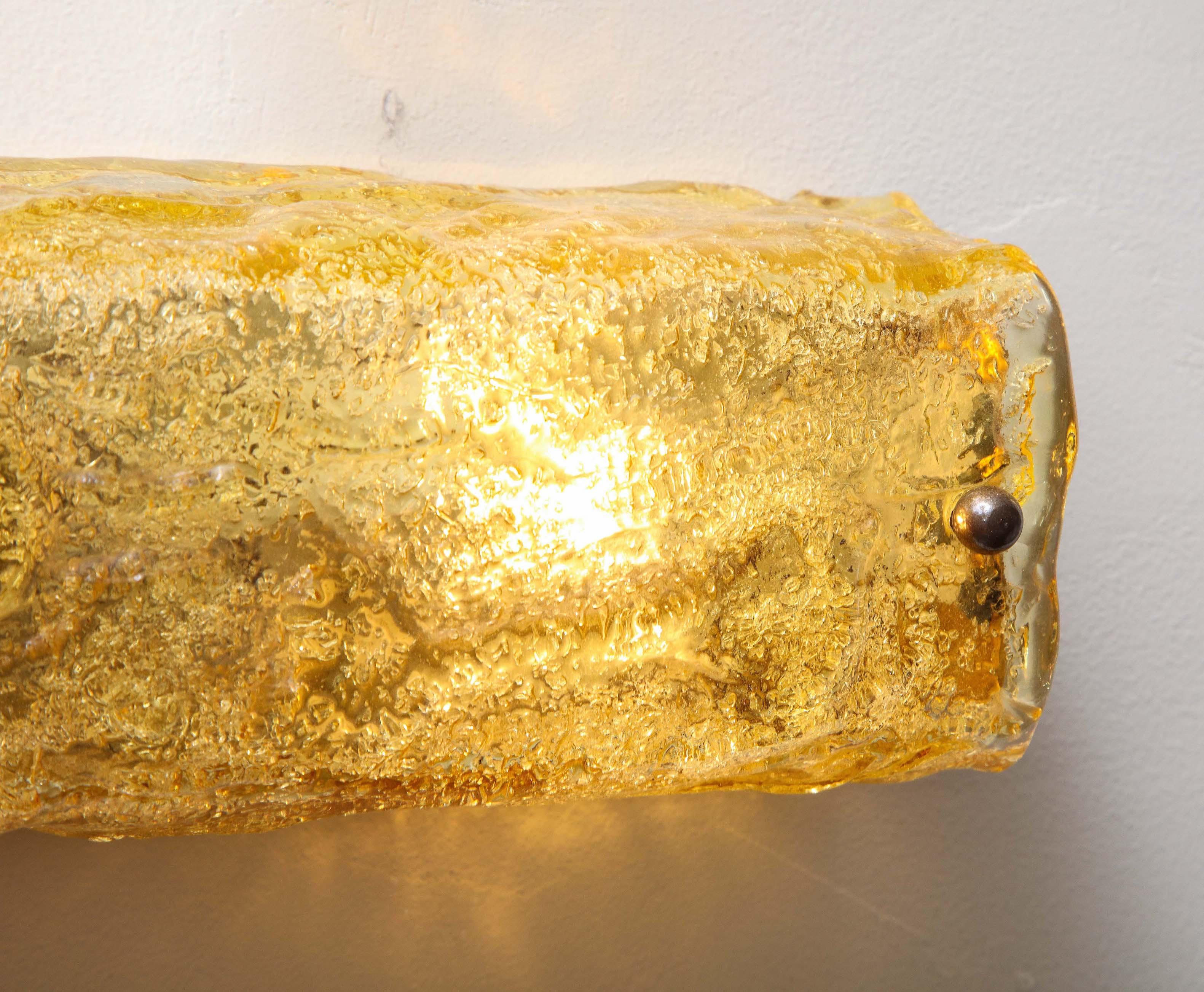 Vintage Gold Glass Wall Light For Sale 4