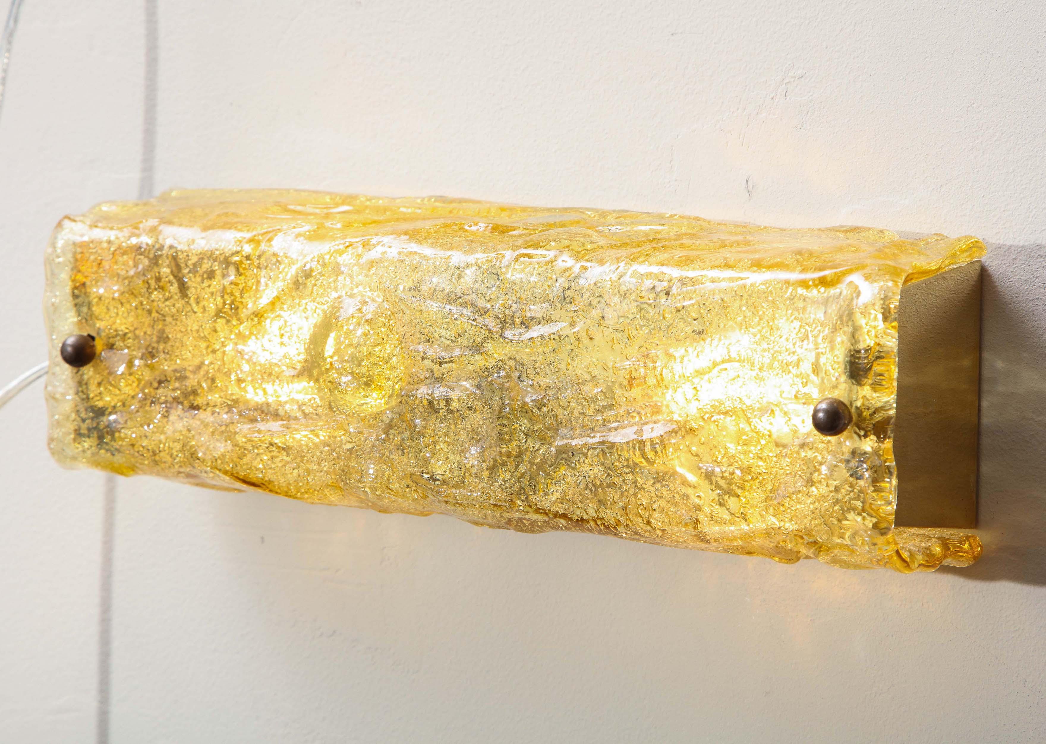 Vintage Gold Glass Wall Light For Sale 1