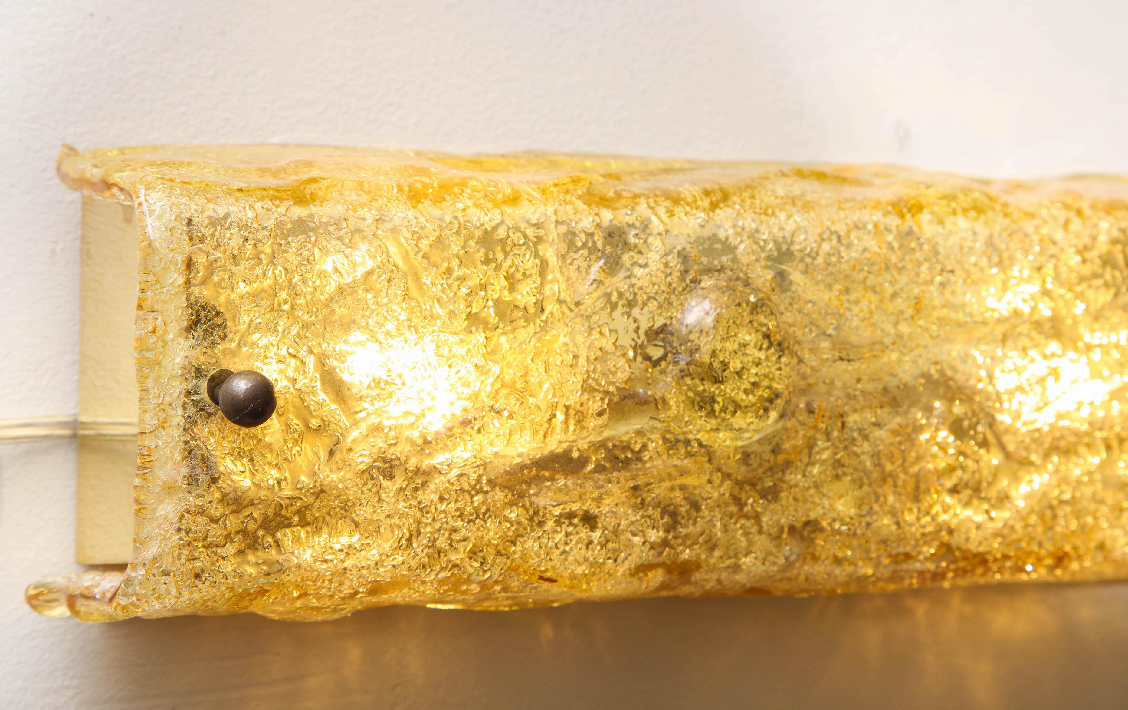 Vintage Gold Glass Wall Light For Sale 2