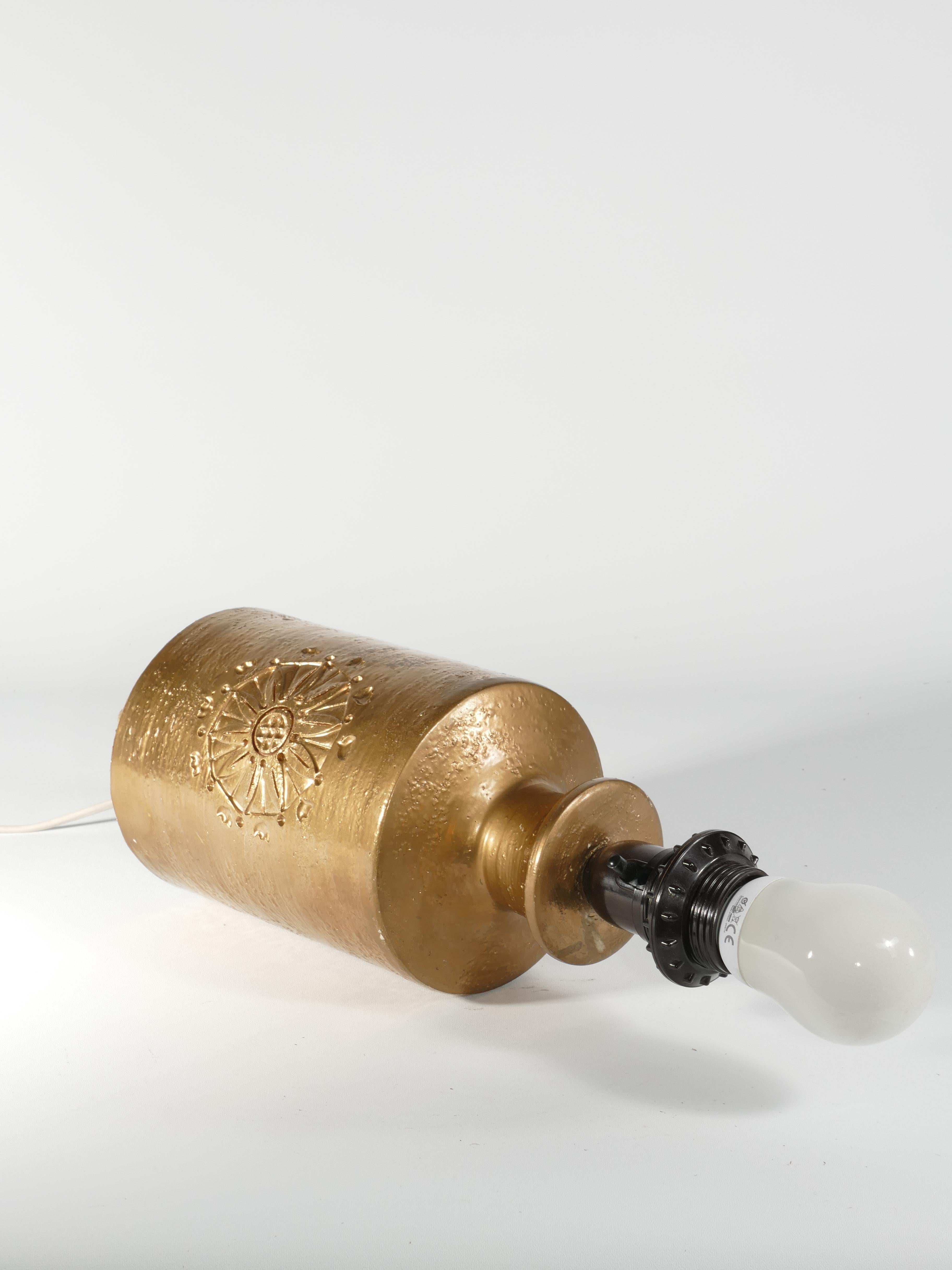 Gold Glazed Ceramic Table Lamp by Bitossi for Bergboms, 1970's For Sale 7