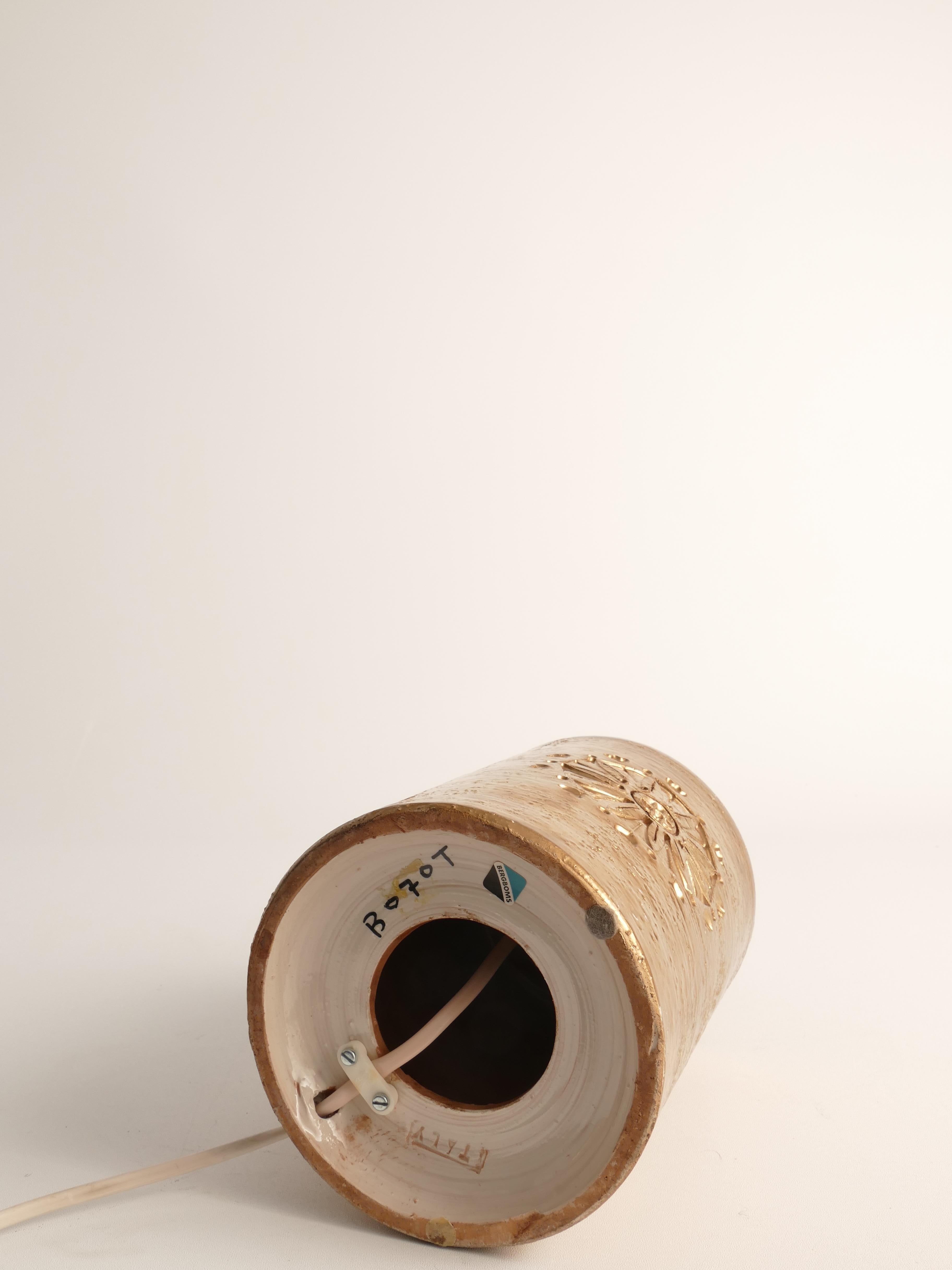 Lampe de table en céramique émaillée or de Bitossi pour Bergboms, années 1970 en vente 6