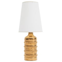 Gold-Glazed Ceramic Table Lamp by Falkenbergs Belysning of Sweden, circa 1960s