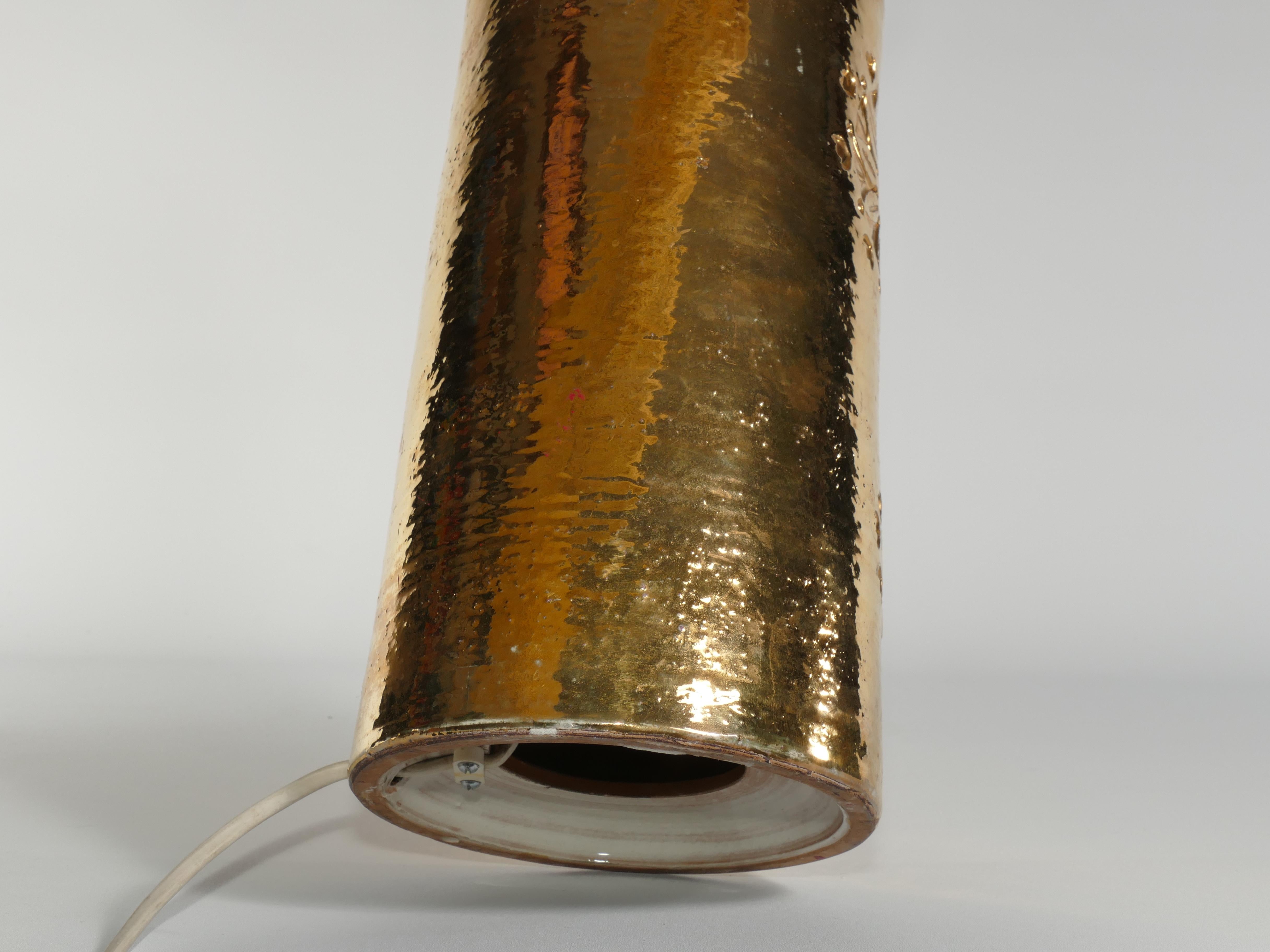 Gold Glazed Ceramic Table Lamps by Bitossi for Bergboms, Set of 2, 1970's 5