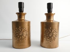 Gold Glazed Ceramic Table Lamps by Bitossi for Bergboms, Set of 2, 1970's