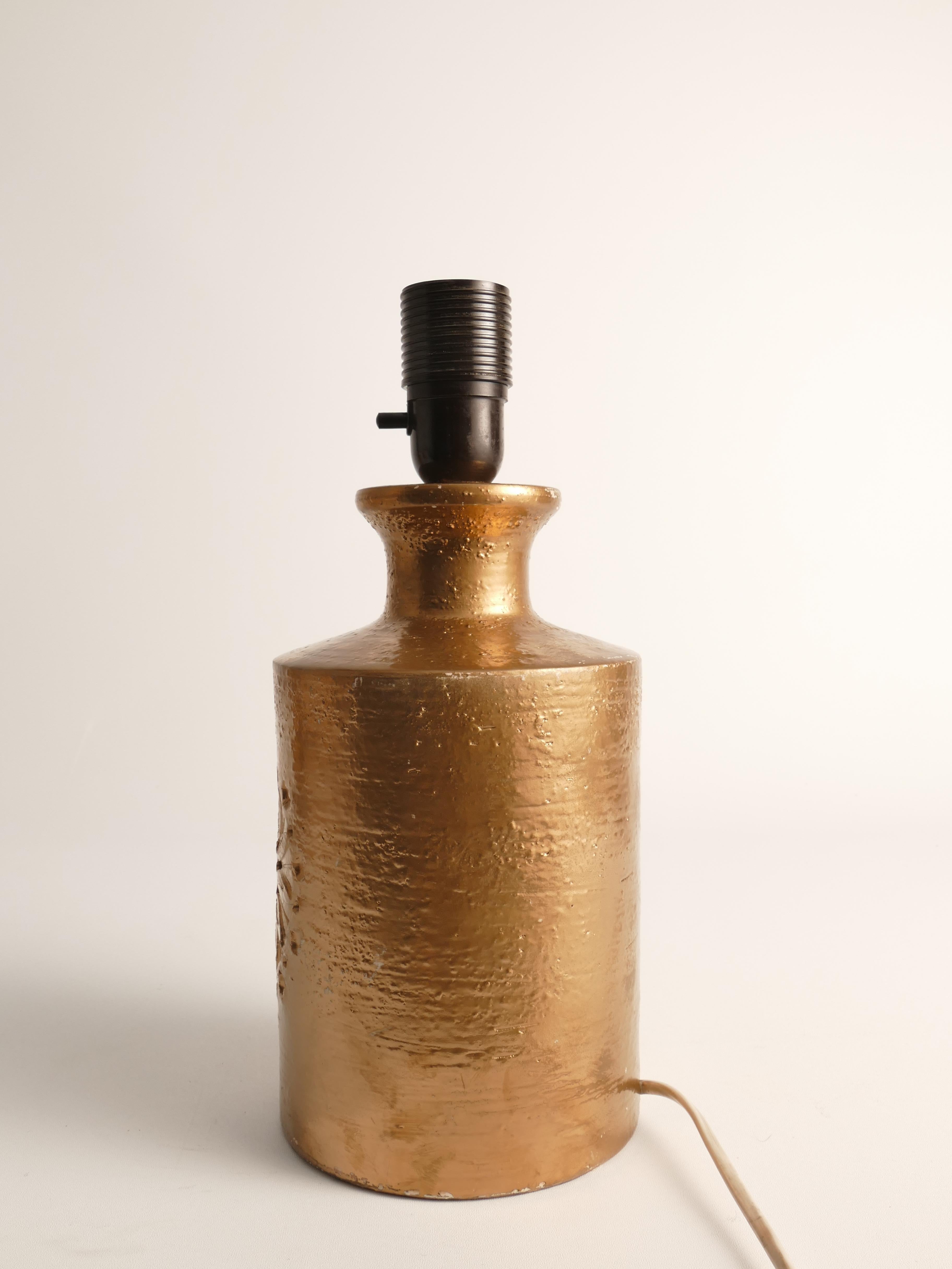 Gold glasierte Keramik-Tischlampen von Bitossi für Bergboms, 2er-Set, 1970er-Jahre im Angebot 13