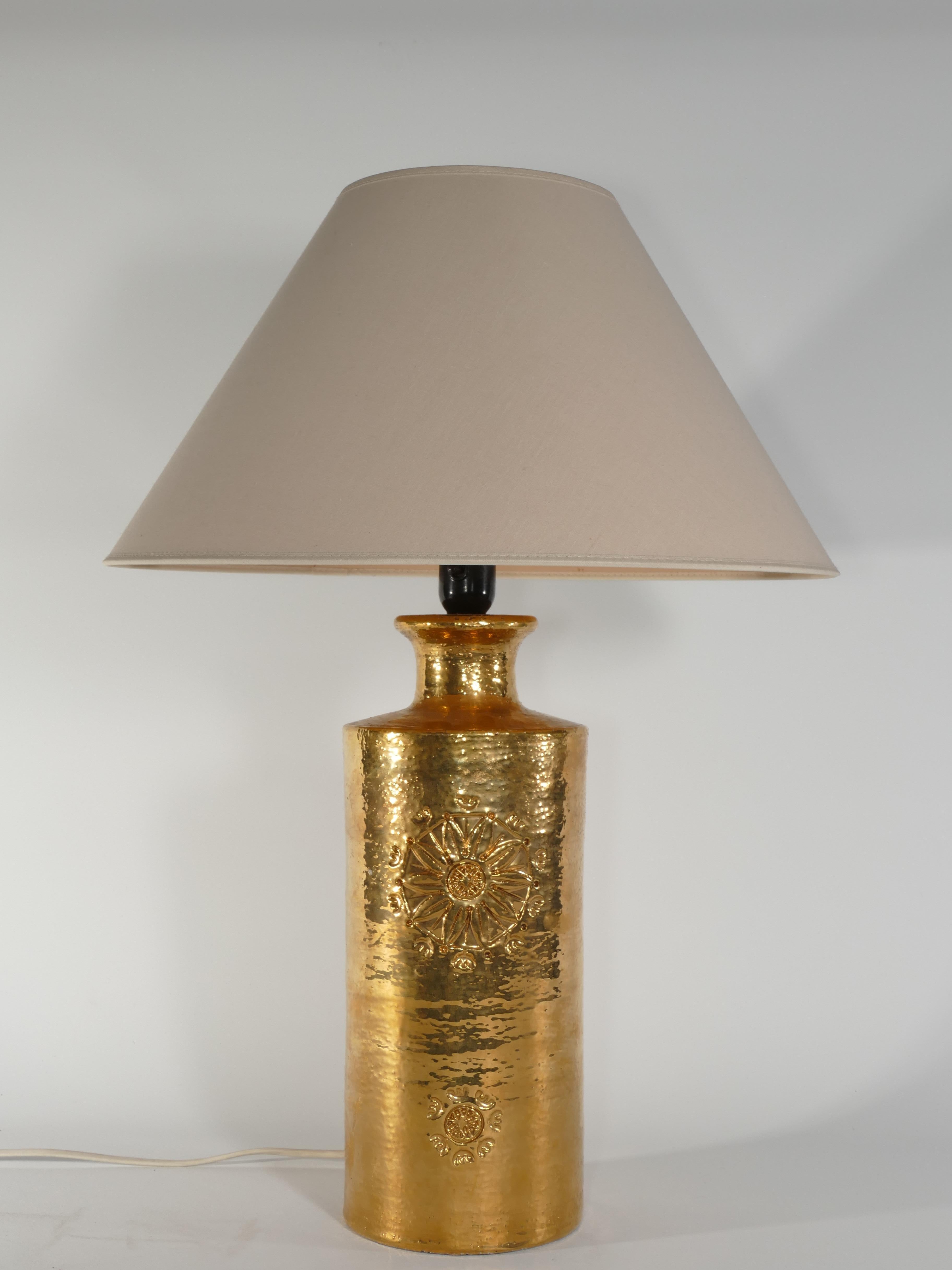 Hand-Crafted Gold Glazed Ceramic Table Lamps by Bitossi for Bergboms, Set of 2, 1970's