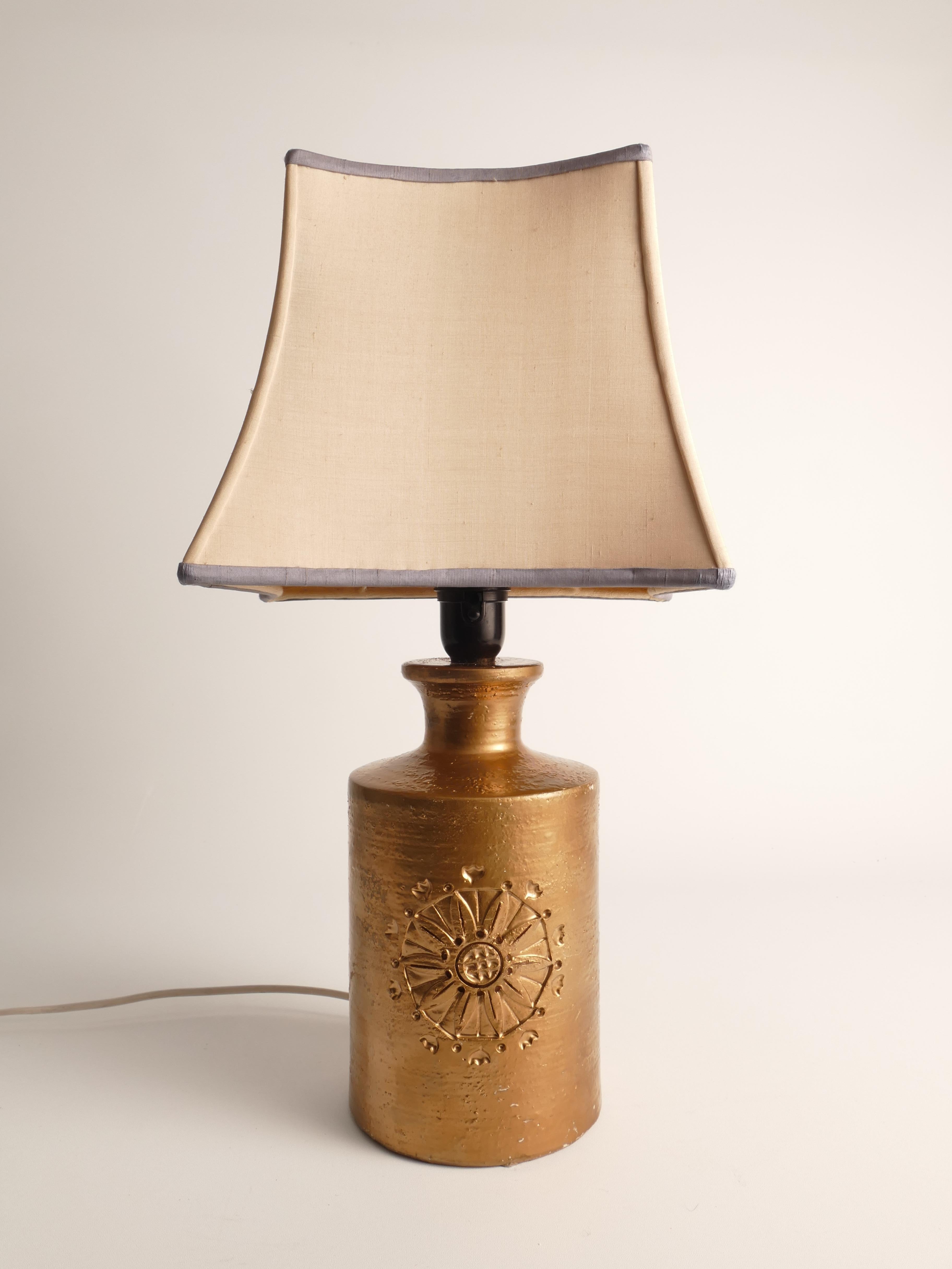 Gold glasierte Keramik-Tischlampen von Bitossi für Bergboms, 2er-Set, 1970er-Jahre im Angebot 2