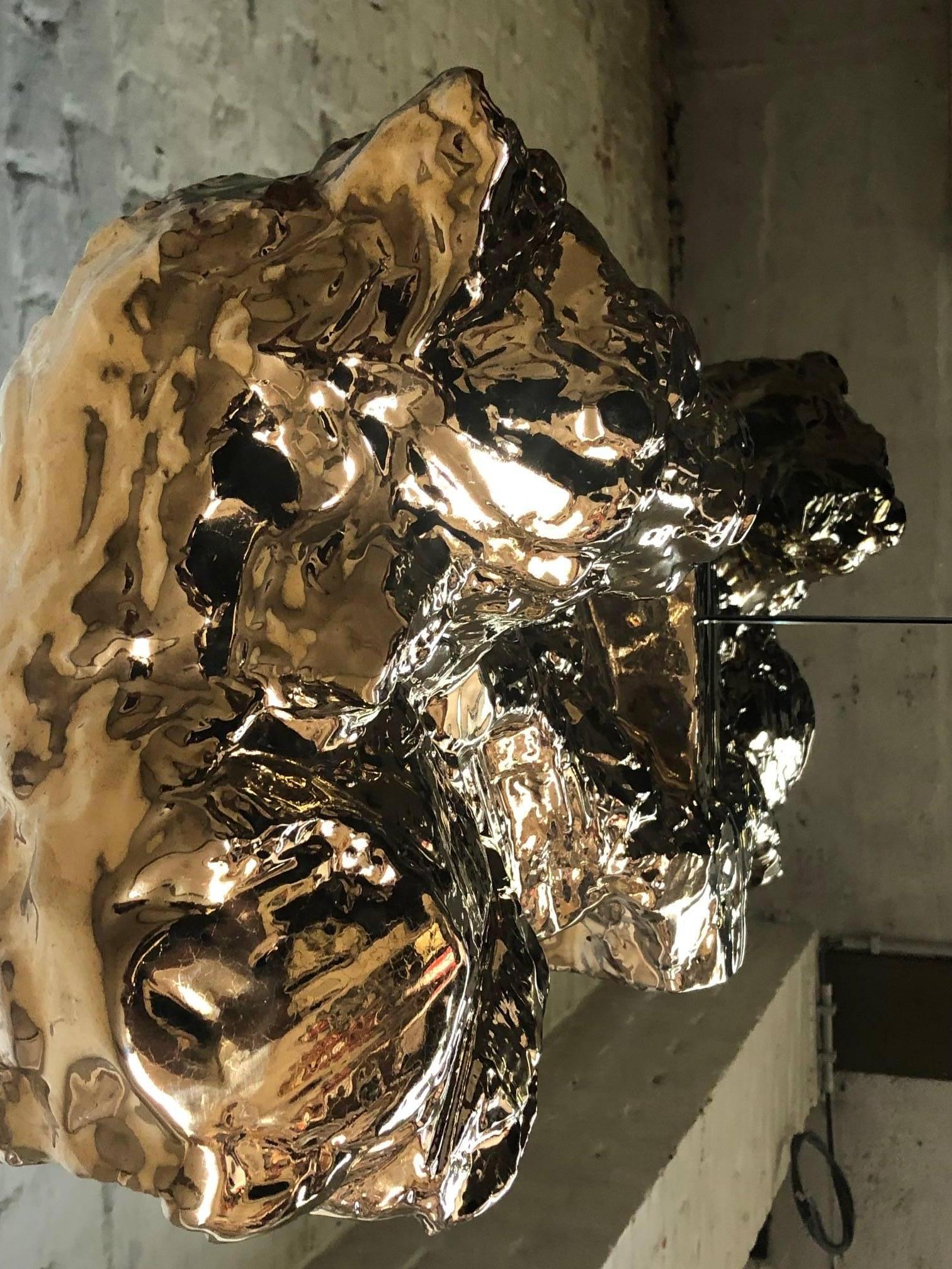 Gold Glazed Patrick Villas for Royal Boch Ceramic Lioness Sculpture For Sale 2