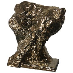 Gold Glazed Patrick Villas for Royal Boch Ceramic Lioness Sculpture