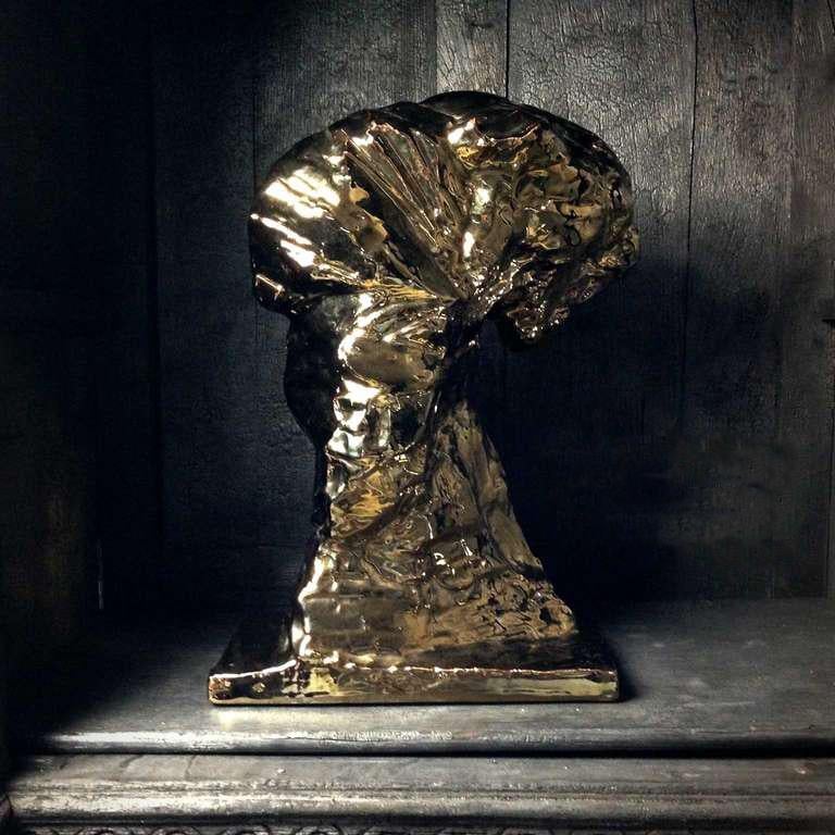 Patrick Villas in oro per Royal Boch Scultura di pantera in ceramica Big Cat III In condizioni ottime a Haarlem, NL