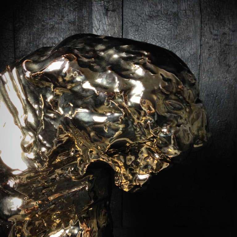 Gold glasierte Patrick Villas für Royal Boch Keramik-Panther-Skulptur Große Katze III im Angebot 2