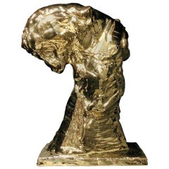 Gold Glazed Patrick Villas for Royal Boch Ceramic Panther Sculpture Big Cat III