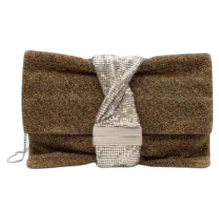 Gold Glitter and Silver Chain Mail Clutch Bag