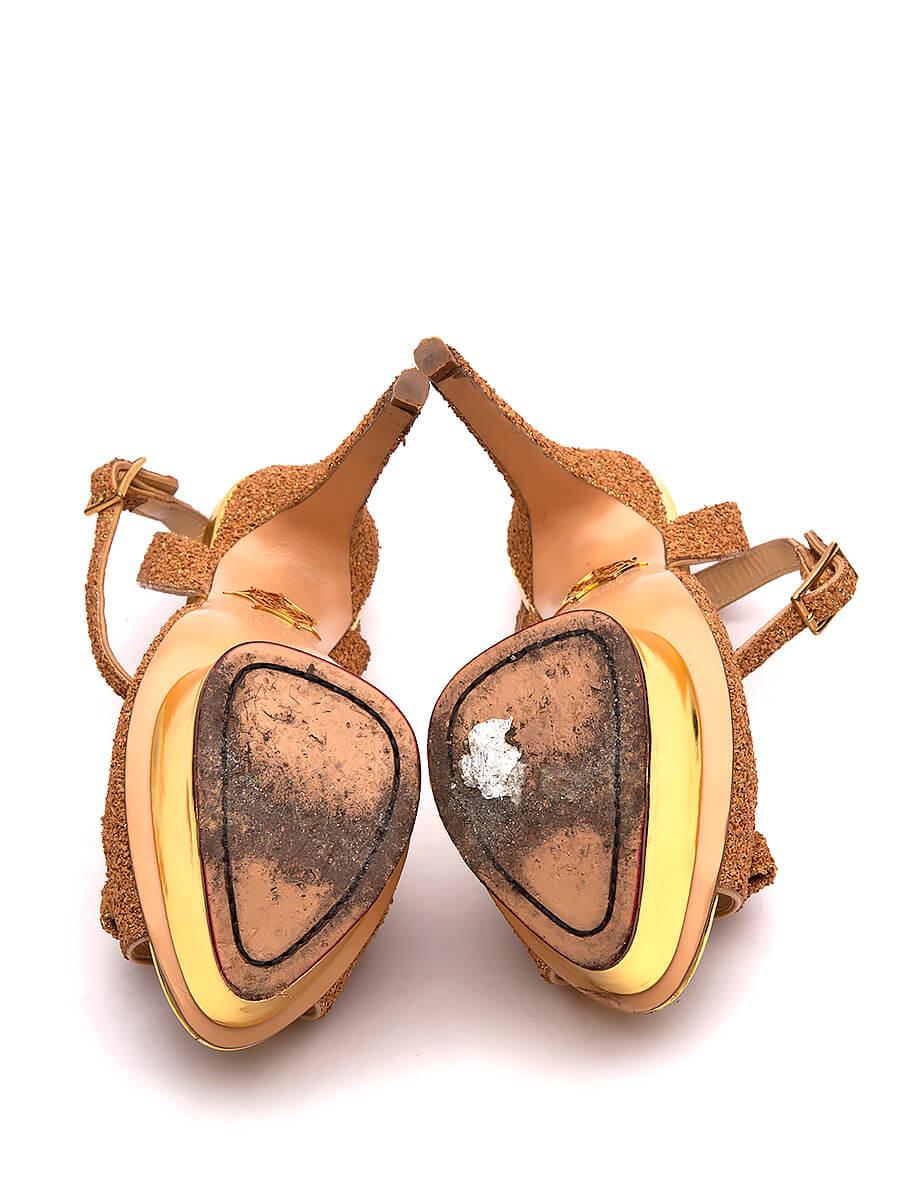 Chaussures à talons compensés Serena à paillettes dorées, taille IT 37,5 en vente 1