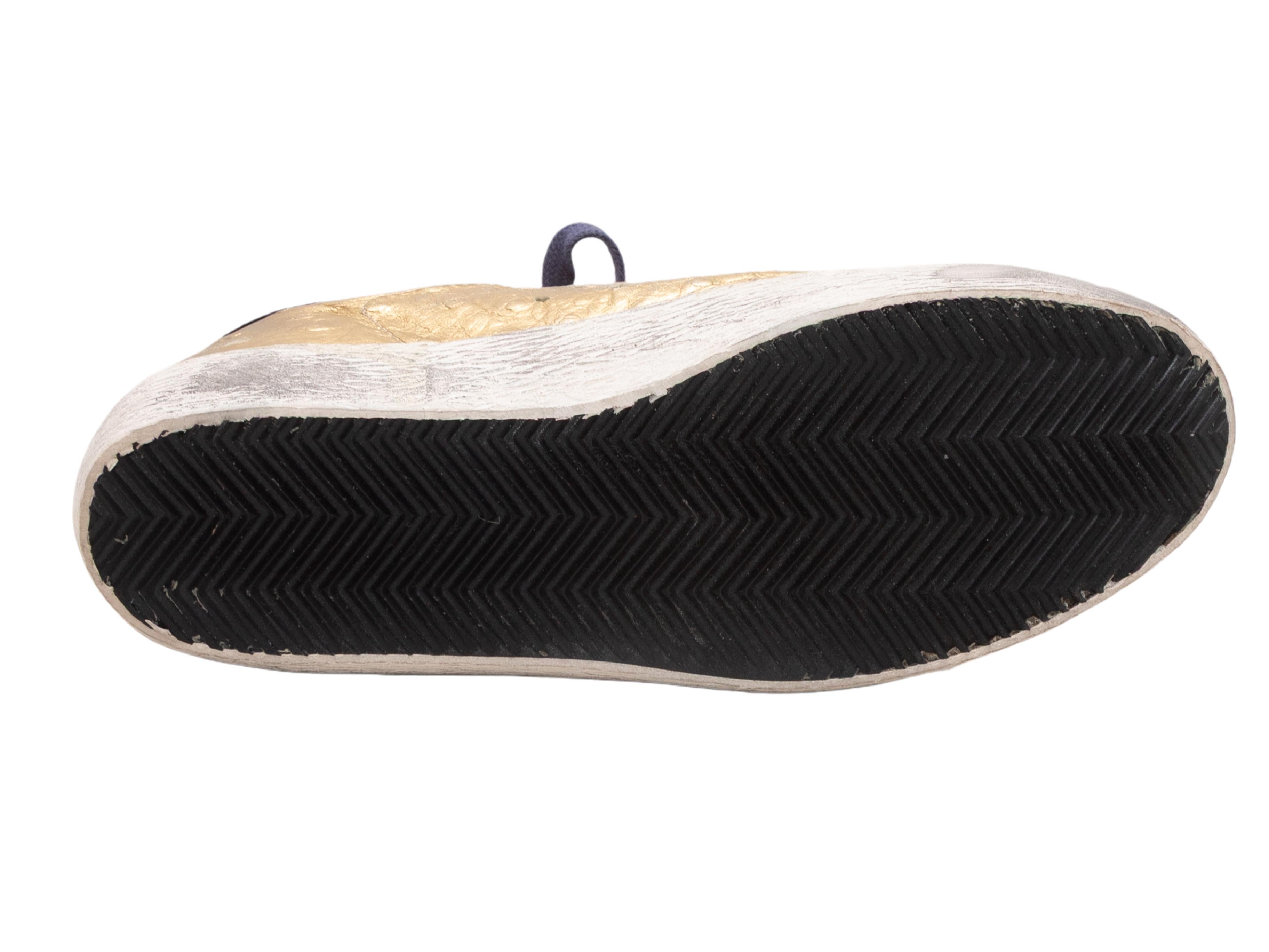 Gold Golden Goose Metallic Leder Low-Top Sneakers Größe 8 Damen im Angebot