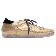 Gold Golden Goose Metallic Leather Low-Top Sneakers Size 8