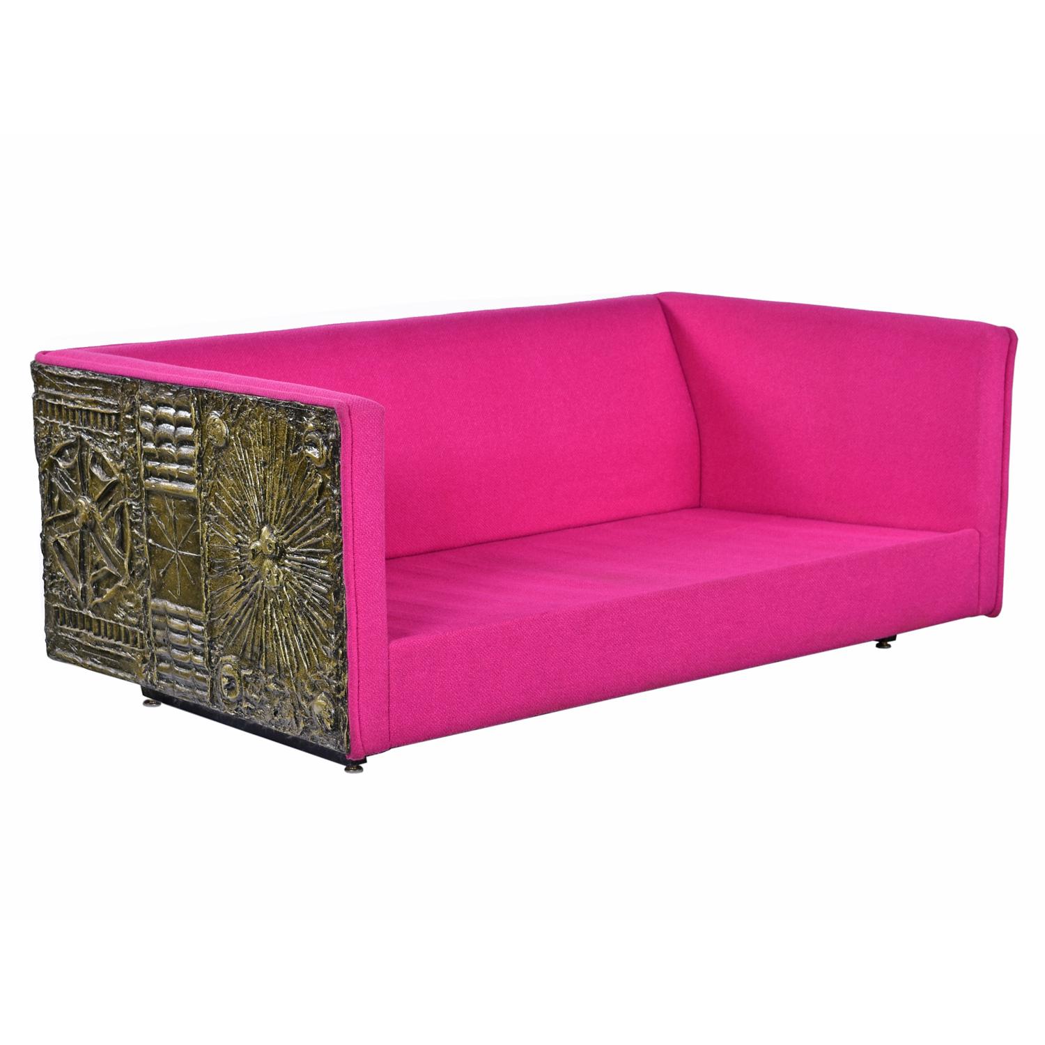 Brutalistisches Loveseat-Sofa mit goldenem Baldachin von Adrian Pearsall für Craft Associates im Angebot 4