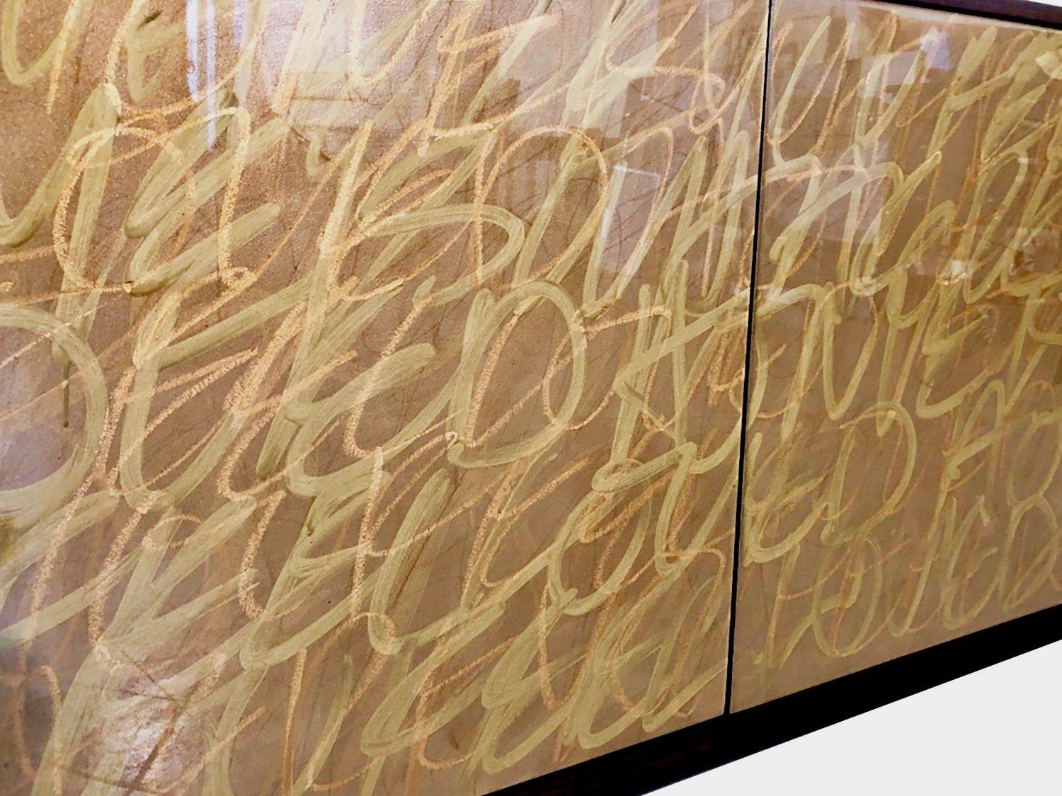 Post-Modern Gold Graffiti Cabinet by Morgan Clayhall