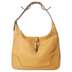 Used Gold grain leather "Trim II " bag with silver hardware Hermès 