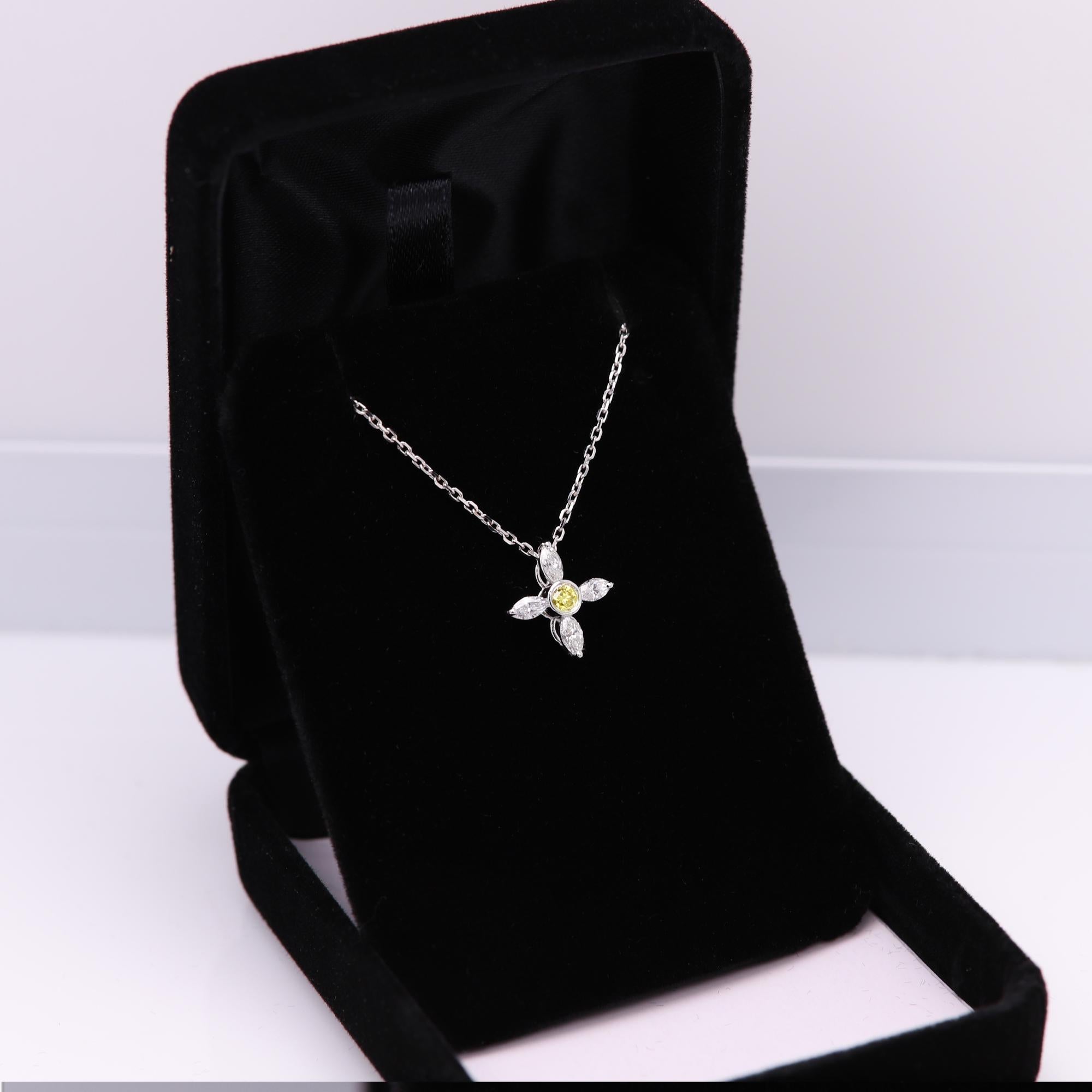 Gold Greek Cross Choker Marquise Diamonds Choker 14 Karat White Gold pendant For Sale 3