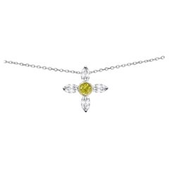 Gold Greek Cross Choker Marquise Diamonds Choker 14 Karat White Gold pendant