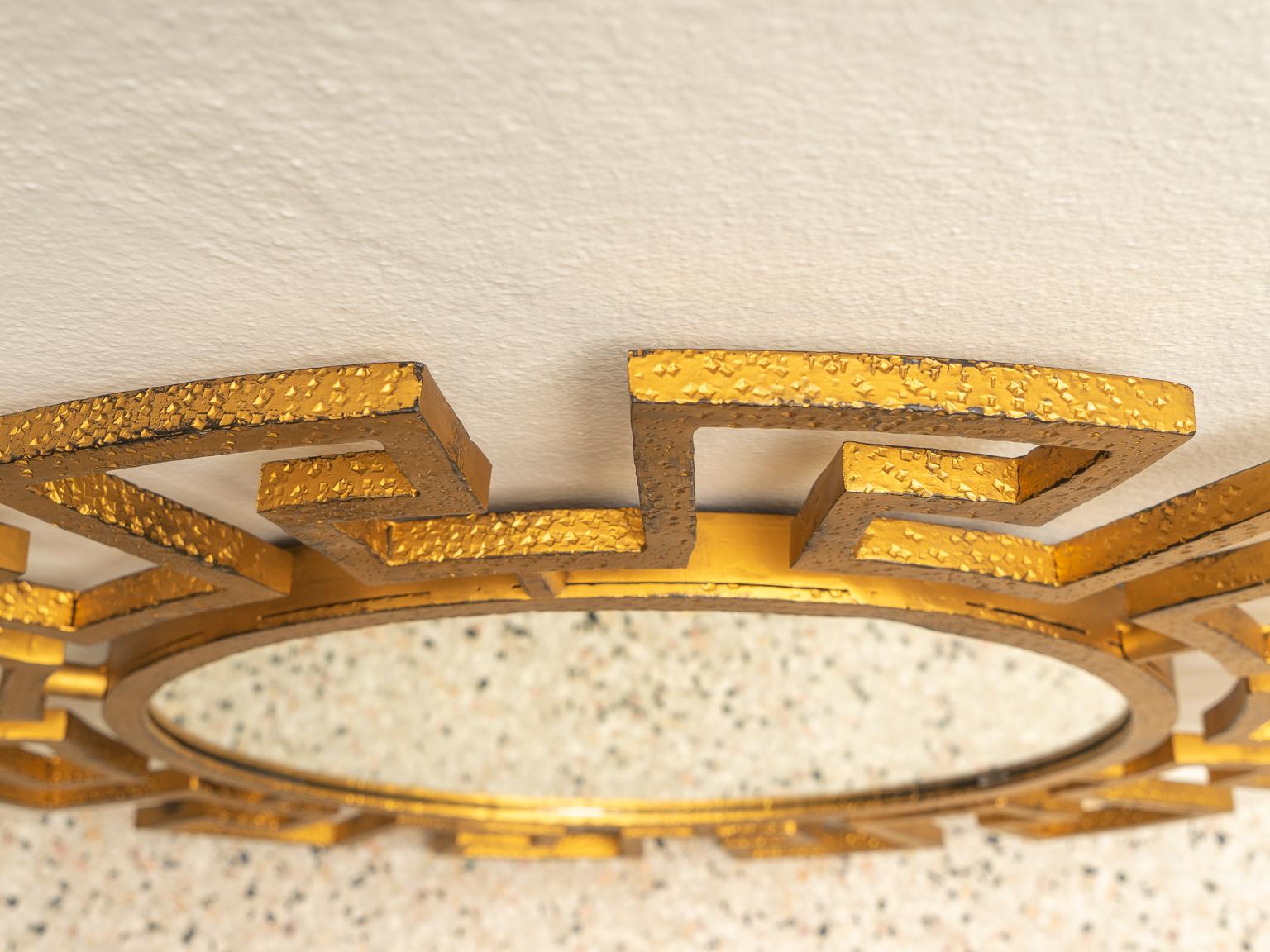 Hollywood Regency Gold Greek Key Mirror For Sale