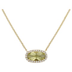 Used Gold Green Quartz Diamond Pendant