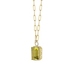 Gold Green Quartz Yellow Gold Necklace