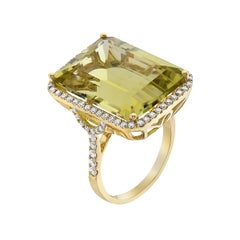 Gold Green Quartz Yellow Gold Ring