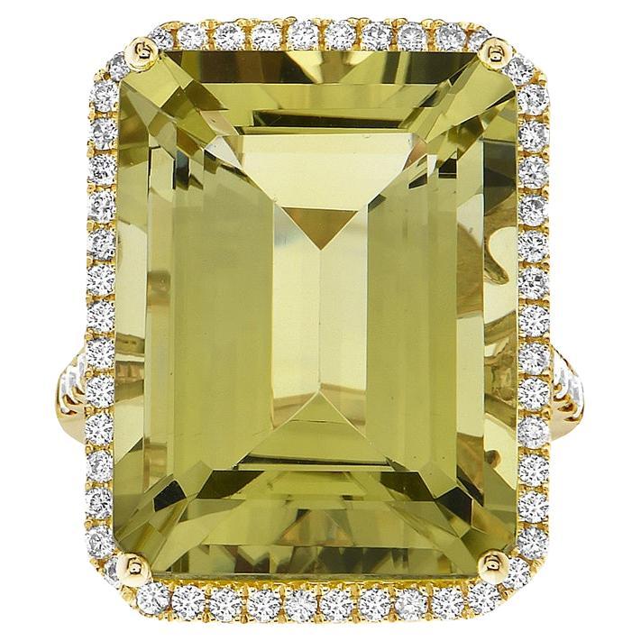 Gold Green Quartz Yellow Gold Ring For Sale