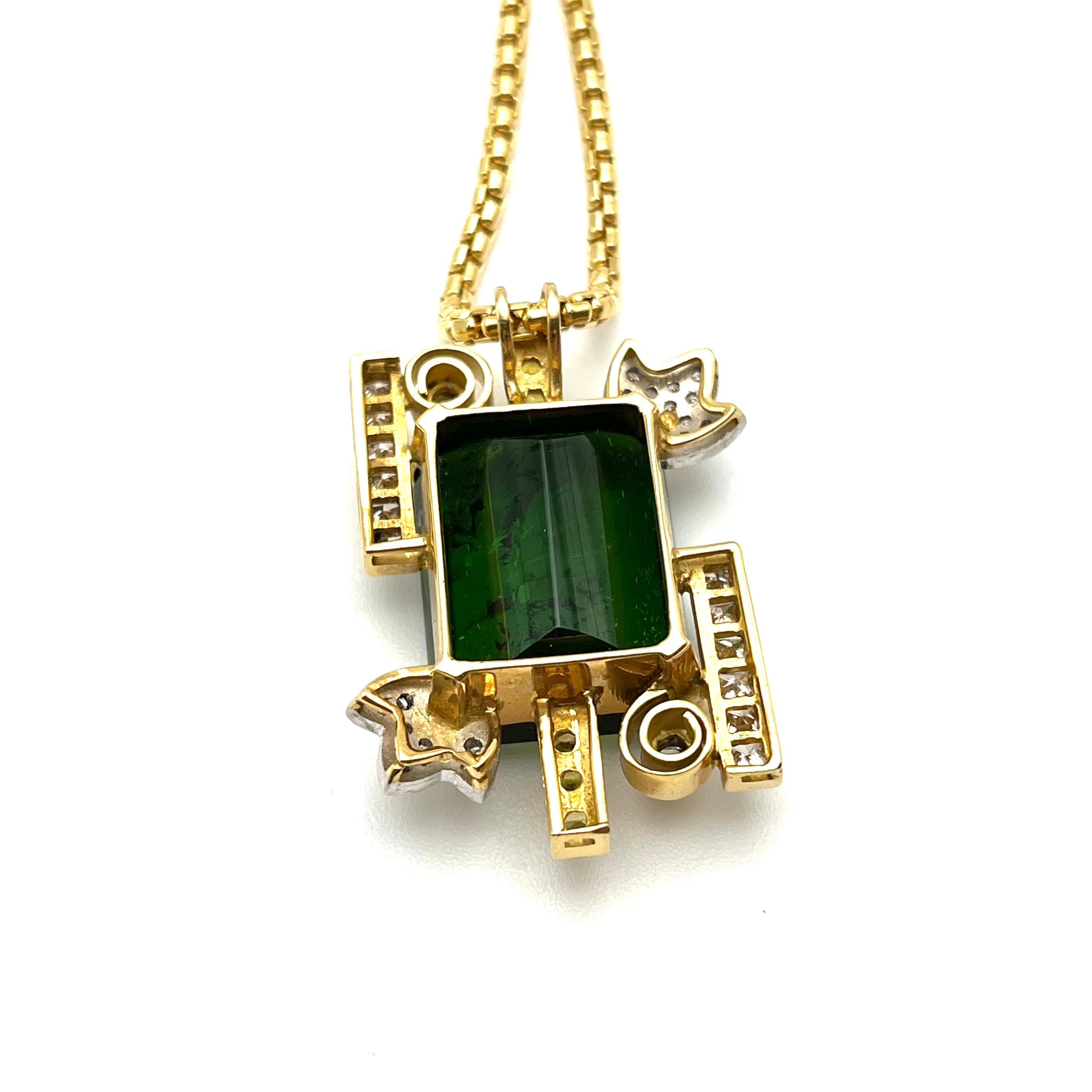 Women's Gold Green Tourmaline, Yellow Sapphire, & Diamond Necklace