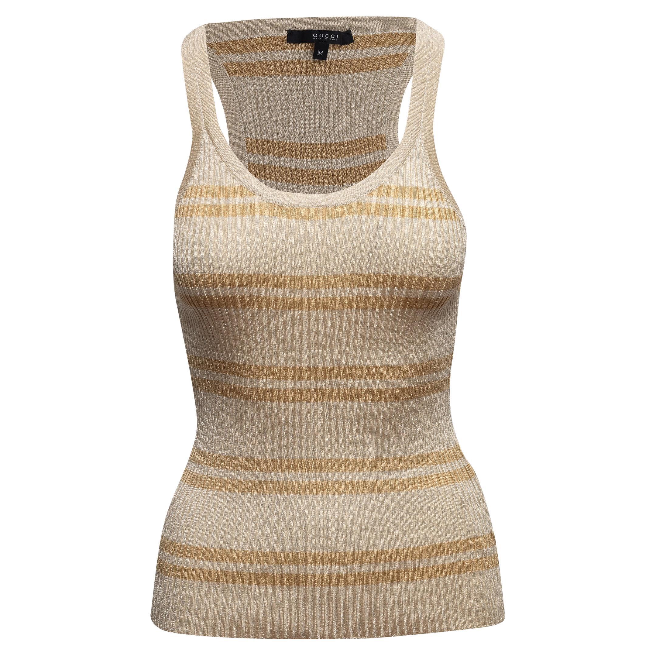 Débardeur en maille rayée Gold Gucci Taille US M