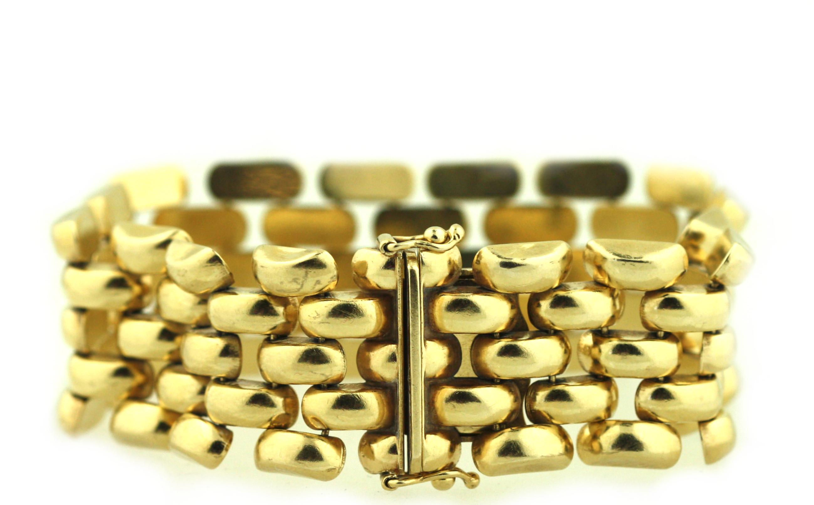 Bracelet demi-lune à maillons en or en vente 1