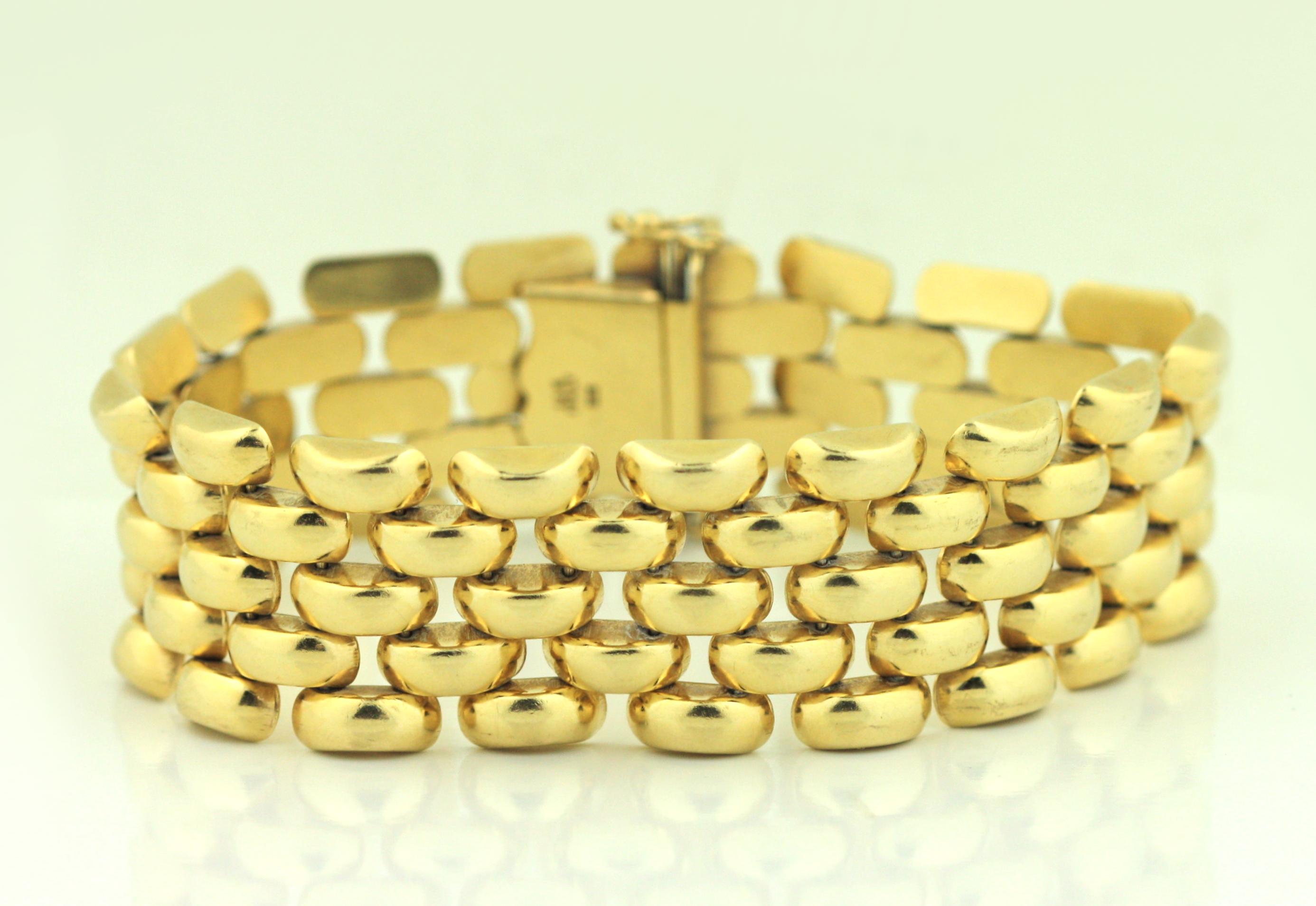 Bracelet demi-lune à maillons en or en vente 2