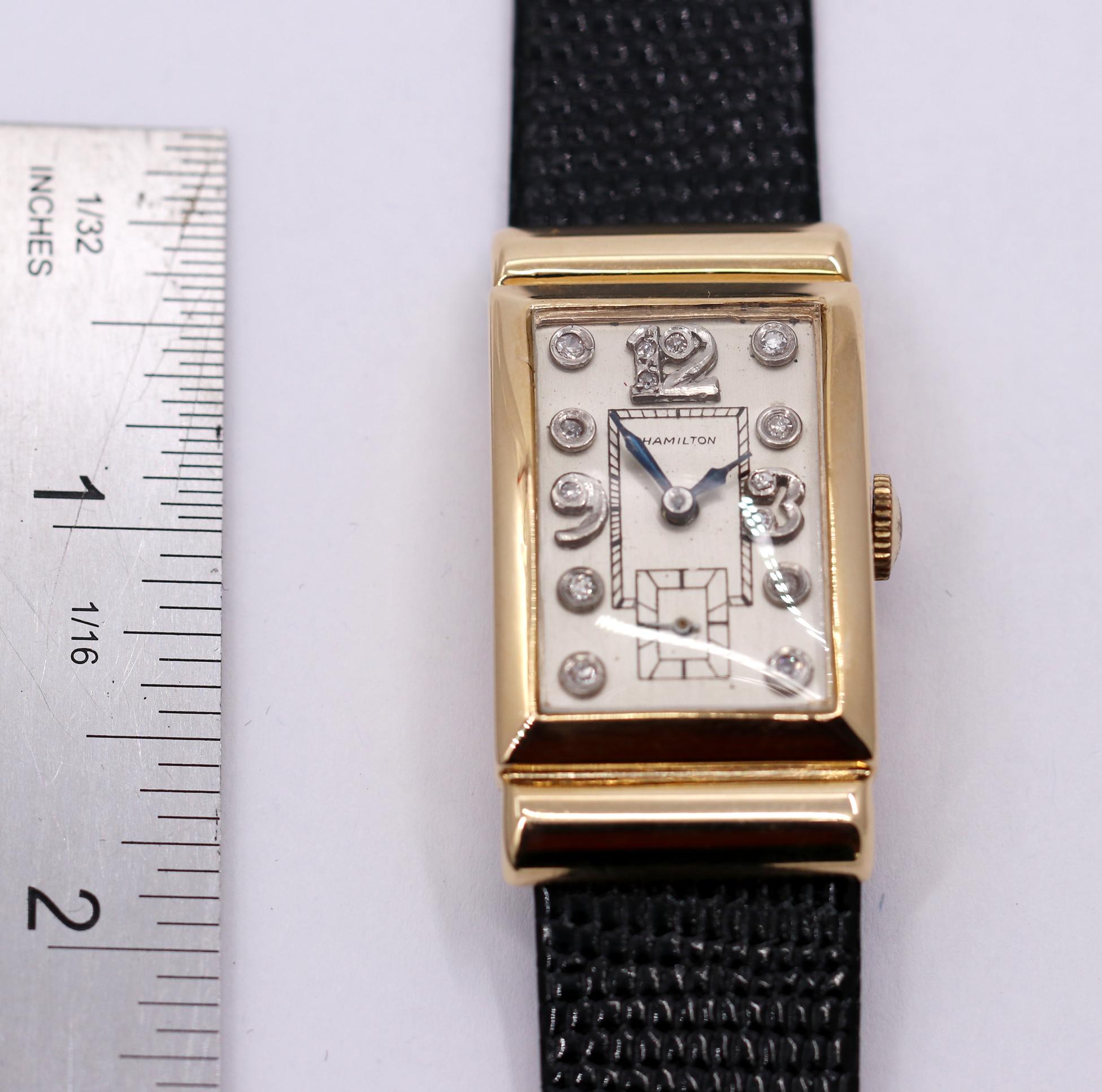 Men's Gold Hamilton White Dial Watch with Diamonds