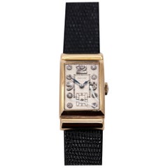 Vintage Gold Hamilton White Dial Watch with Diamonds