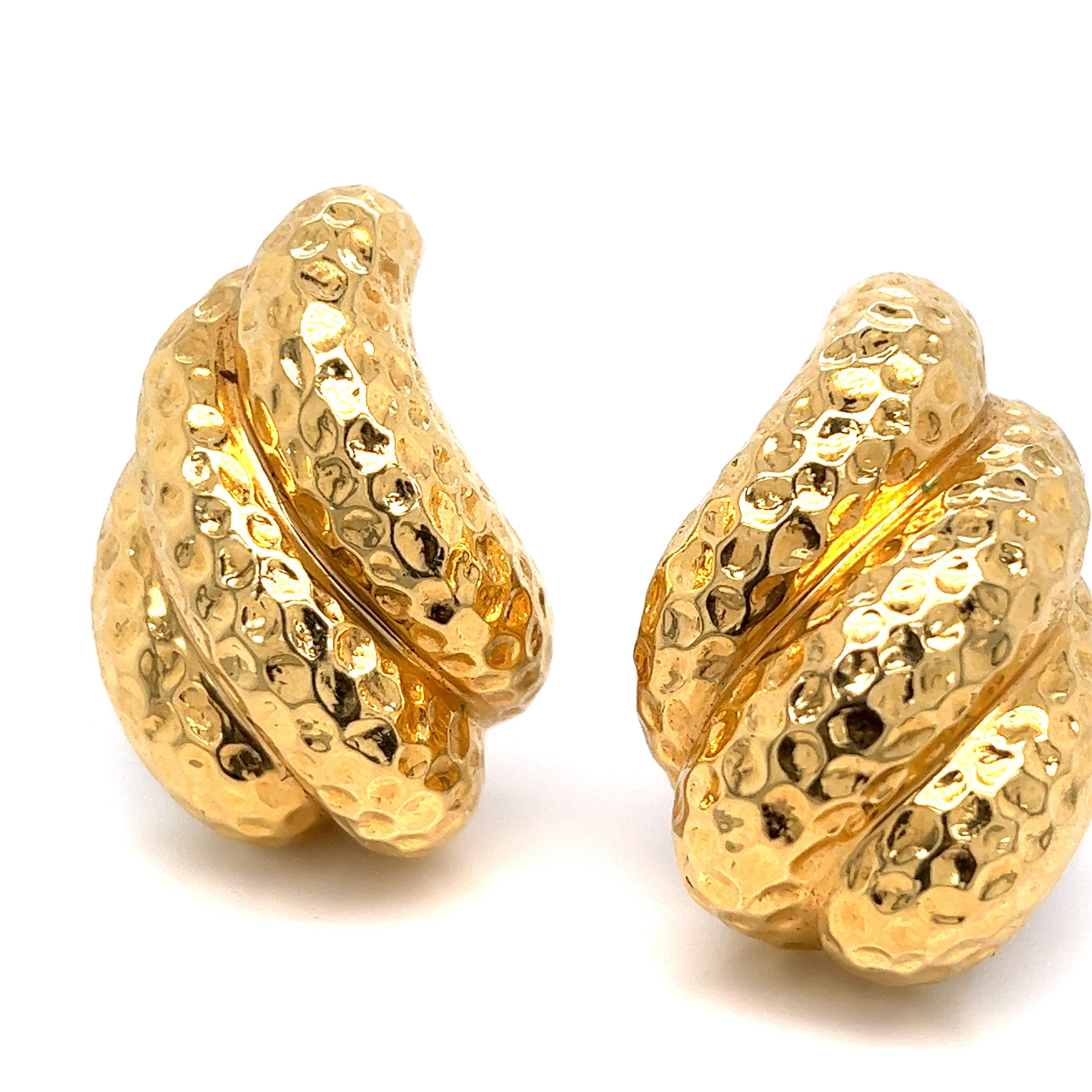 Women's Gold Hammered Shell Ear Clips For Sale